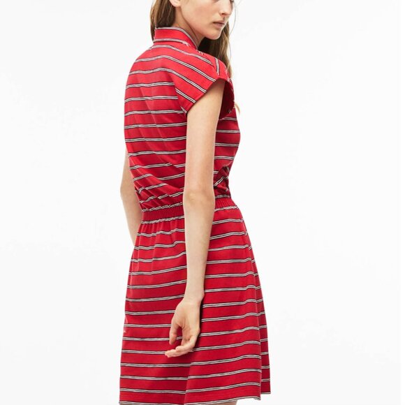 Lacoste Red Striped Cotton/Linen Blend Dress w/pockets-Size 36 (US 4) - Picture 3 of 15